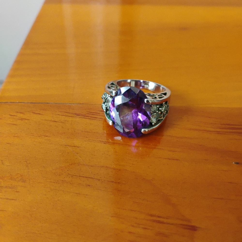 Purple Crystal Cocktail Ring - Women Jewelry